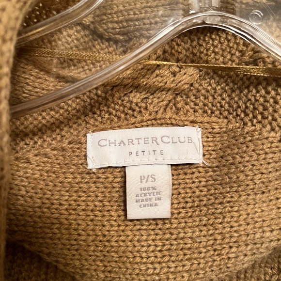 Camel Cable Knit Open Cardigan | Petite Small - Picture 4 of 15